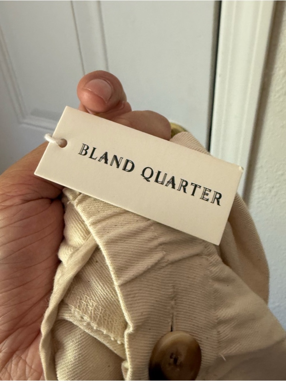 NWT BLAND QUARTER cream natural ivory elastic pull on wide leg barrel pants - Picture 6 of 7